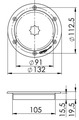 Dekli 132mm kerek rozsdamentes