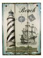 Kép, fára festett, hajós dekor