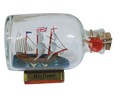 Hajó üvegben, fa talpon 9cm
