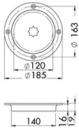 Dekli 120mm kerek rozsdamentes